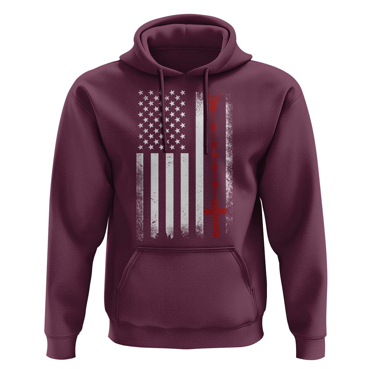 American Flag Rosary Catholic Cross Hoodie