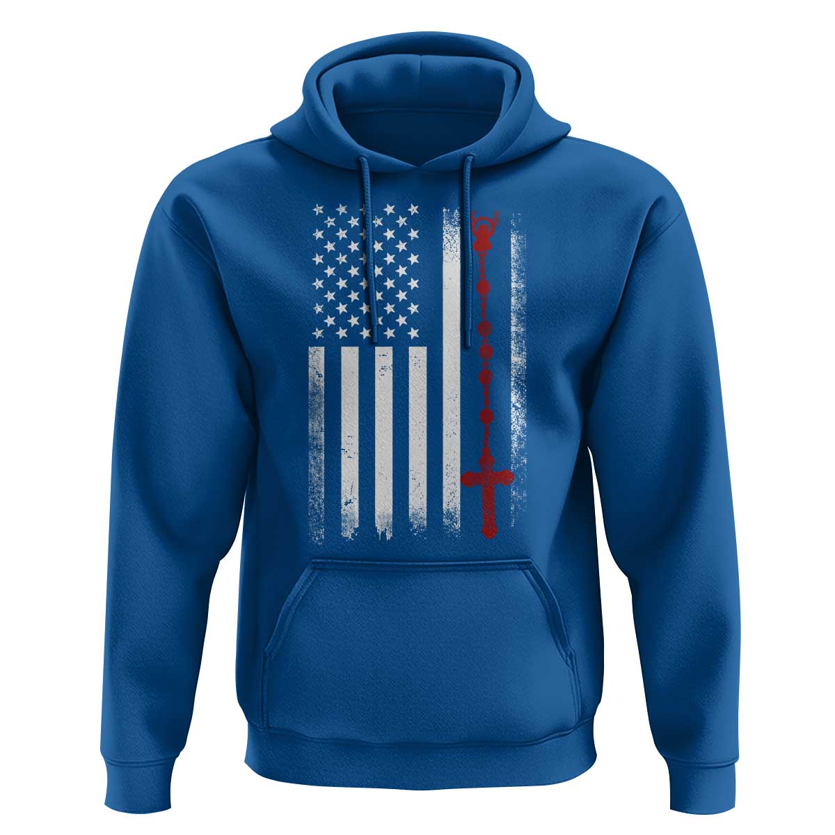 American Flag Rosary Catholic Cross Hoodie
