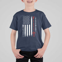 American Flag Rosary Catholic Cross T Shirt For Kid