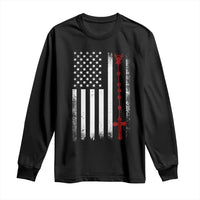 American Flag Rosary Catholic Cross Long Sleeve Shirt