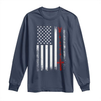 American Flag Rosary Catholic Cross Long Sleeve Shirt