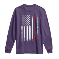 American Flag Rosary Catholic Cross Long Sleeve Shirt