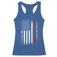 American Flag Rosary Catholic Cross Racerback Tank Top