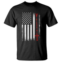 American Flag Rosary Catholic Cross T Shirt