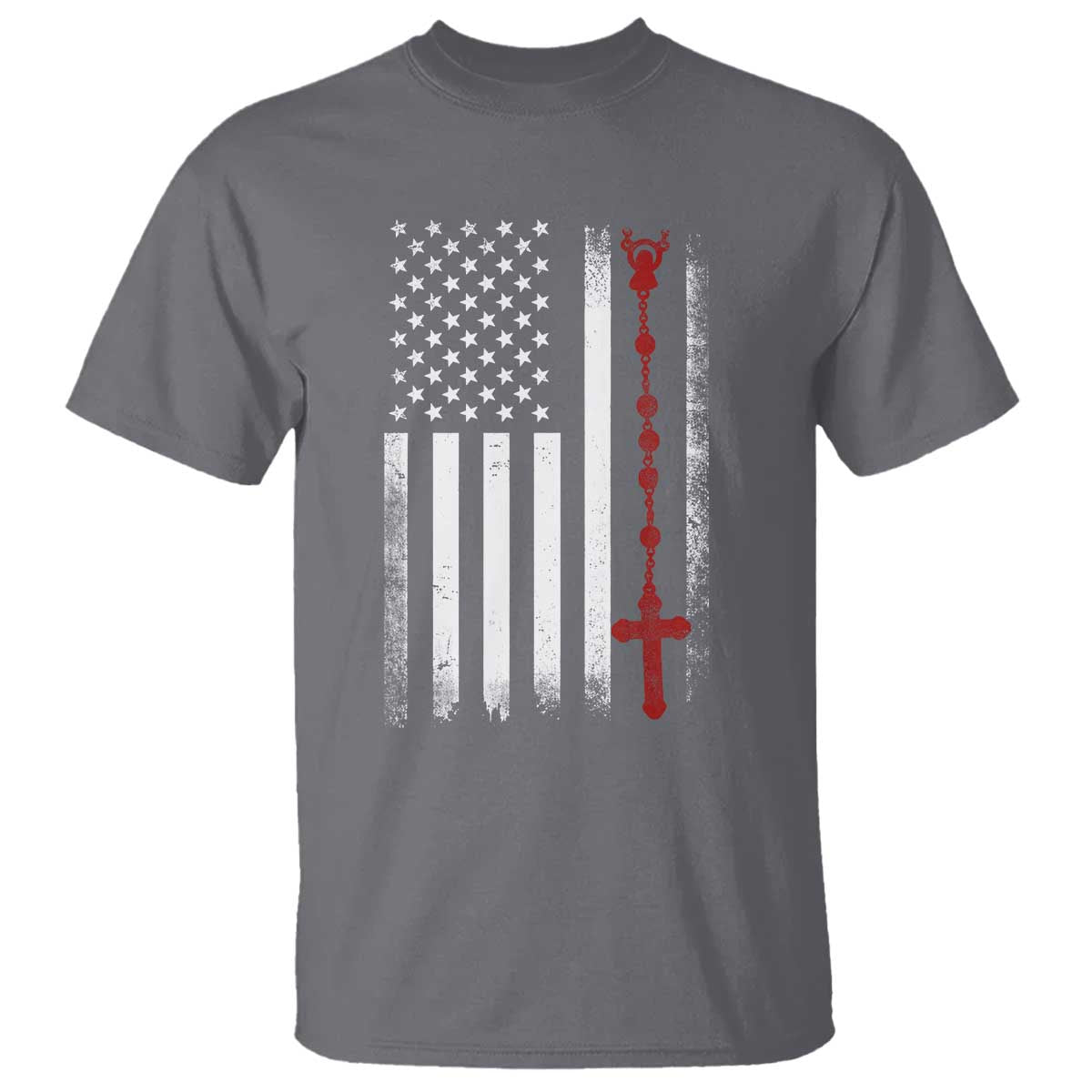 American Flag Rosary Catholic Cross T Shirt