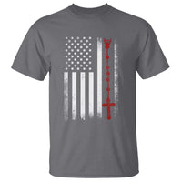 American Flag Rosary Catholic Cross T Shirt
