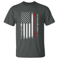 American Flag Rosary Catholic Cross T Shirt