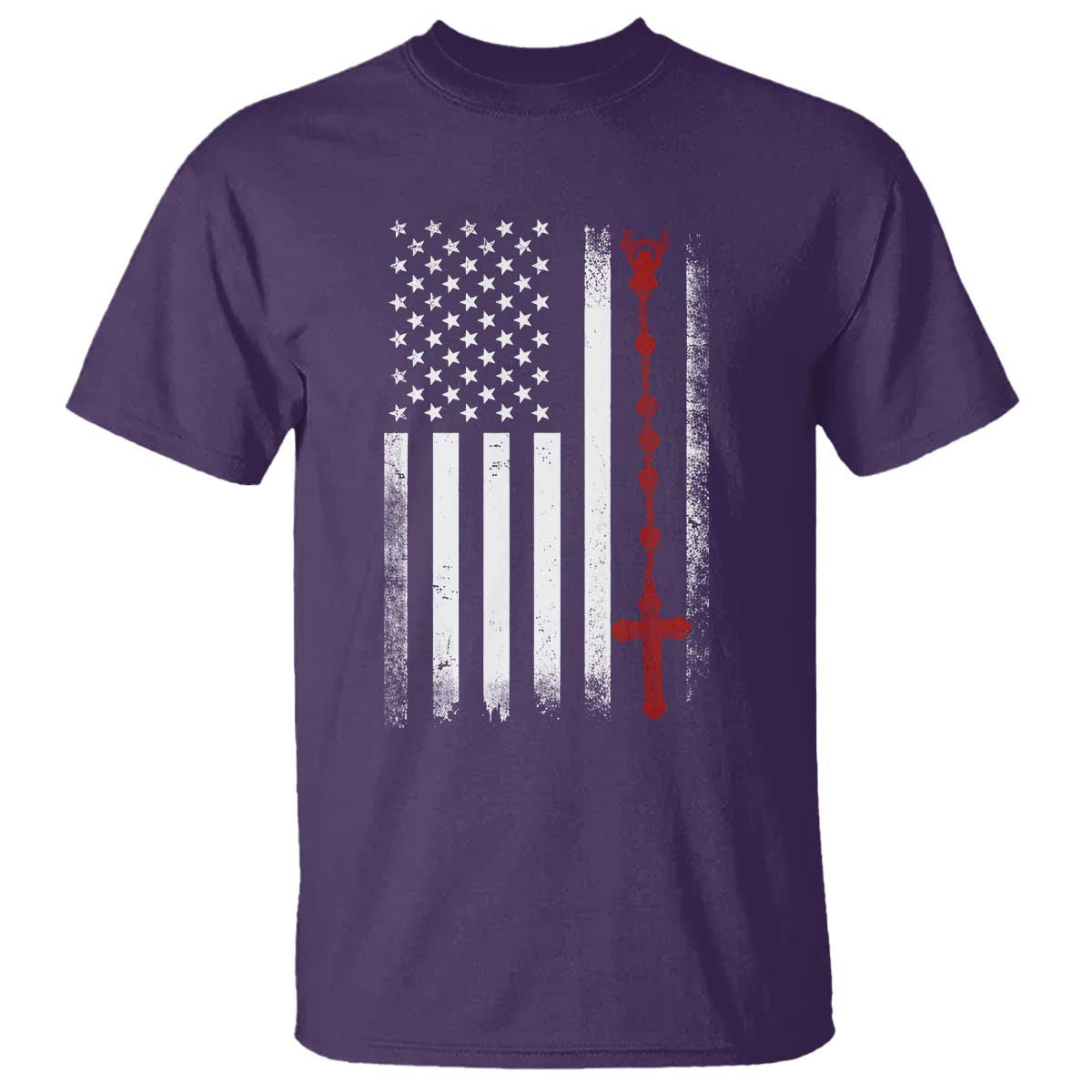 American Flag Rosary Catholic Cross T Shirt