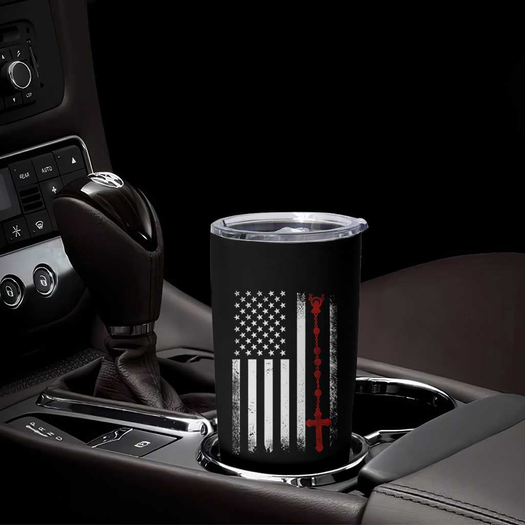 American Flag Rosary Catholic Cross Tumbler Cup