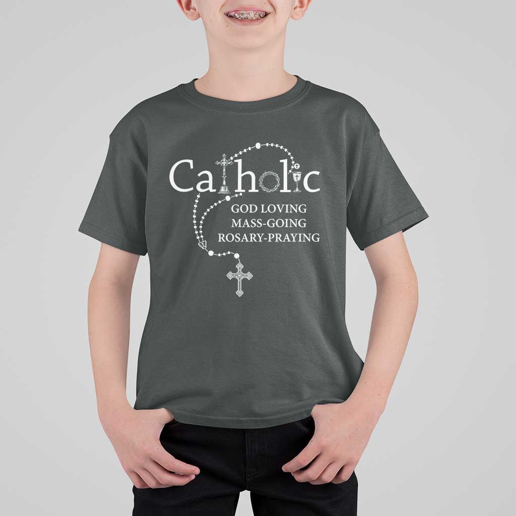 Catholic God Loving Mass Going Rosary Praying Faith T Shirt For Kid Jesus Eucharist Christianity