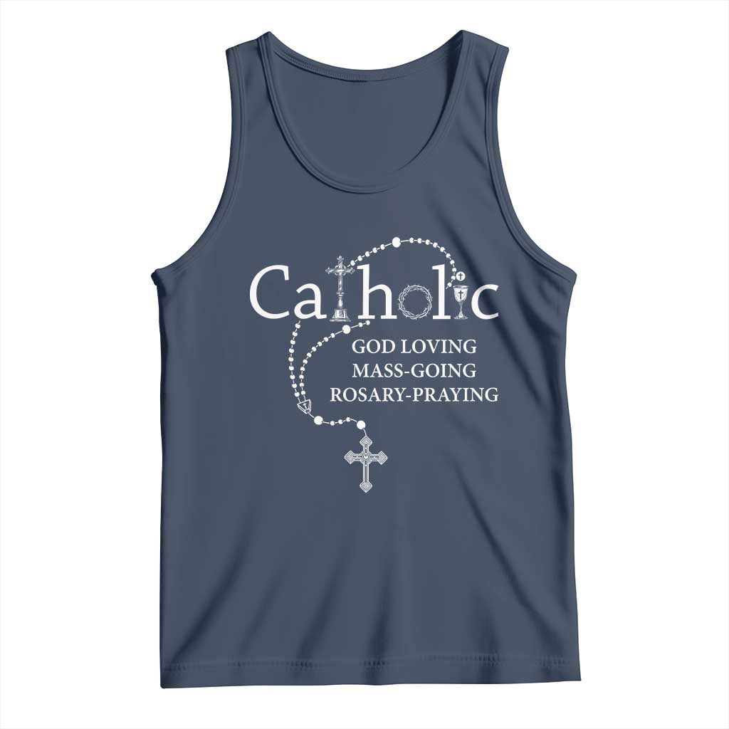 Catholic God Loving Mass Going Rosary Praying Faith Tank Top Jesus Eucharist Christianity
