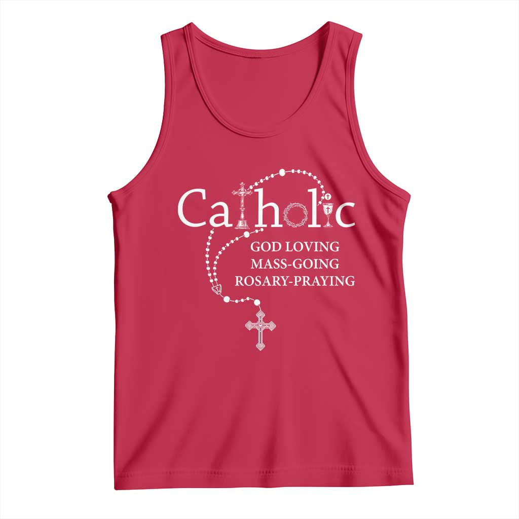 Catholic God Loving Mass Going Rosary Praying Faith Tank Top Jesus Eucharist Christianity
