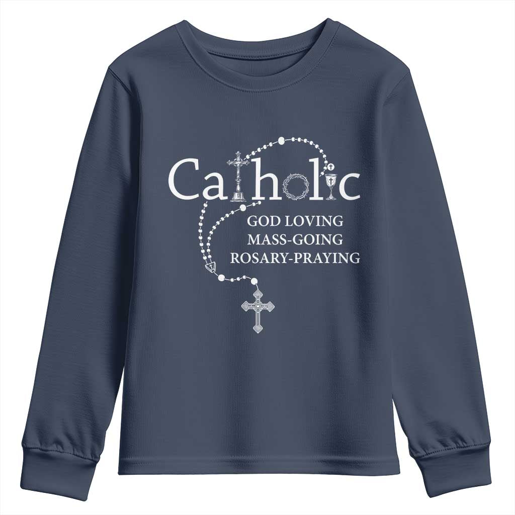 Catholic God Loving Mass Going Rosary Praying Faith Youth Sweatshirt Jesus Eucharist Christianity