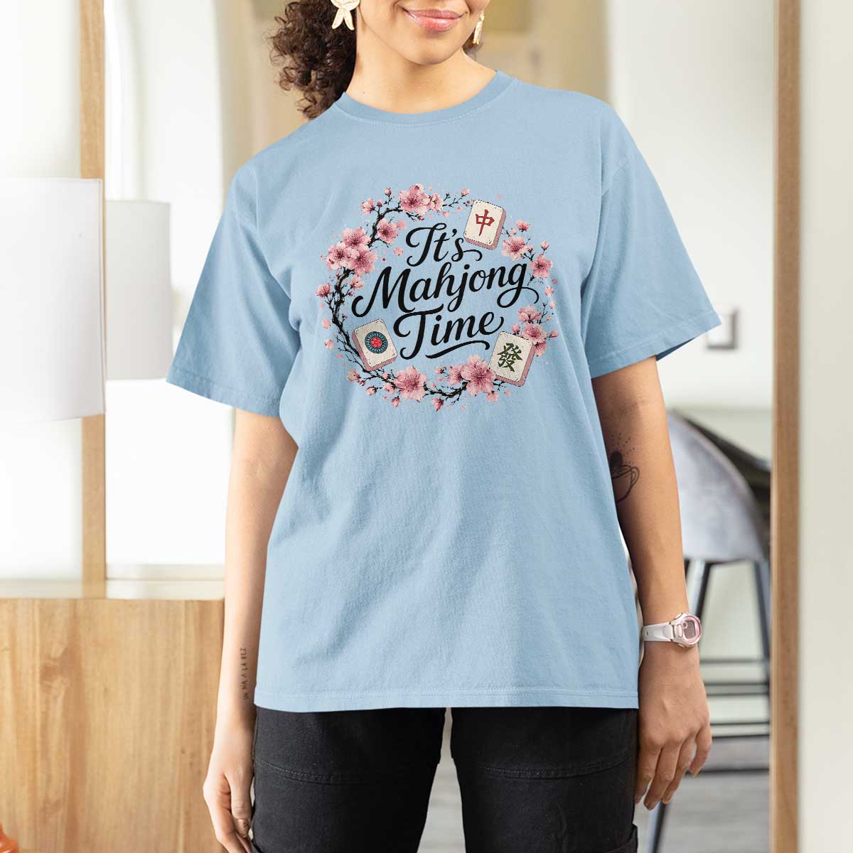 Mahjong T Shirt For Women Floral Mah Jongg