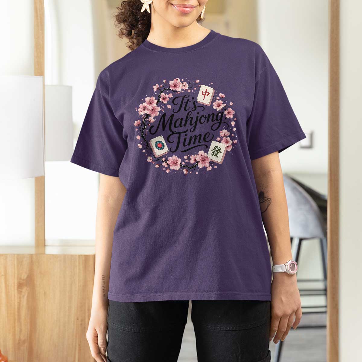 Mahjong T Shirt For Women Floral Mah Jongg