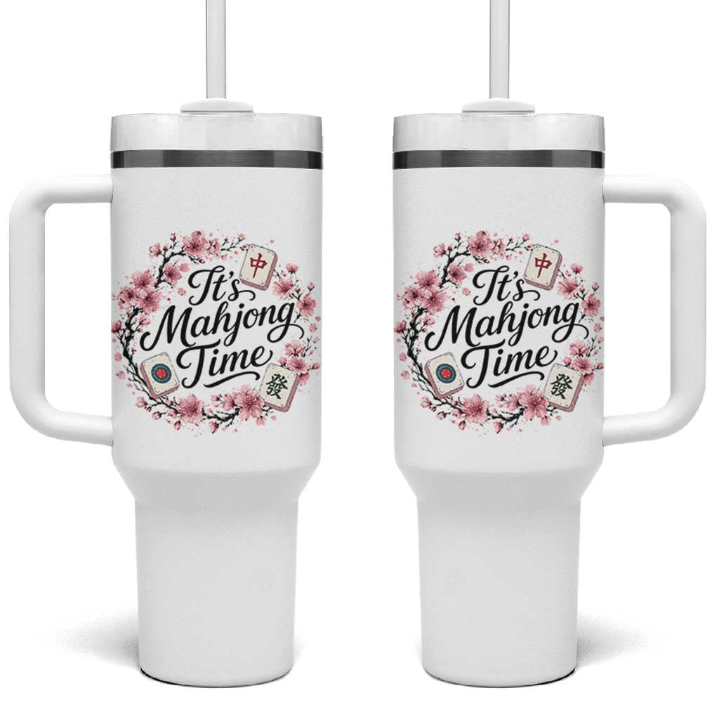 Mahjong Tumbler With Handle Floral Mah Jongg