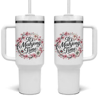 Mahjong Tumbler With Handle Floral Mah Jongg