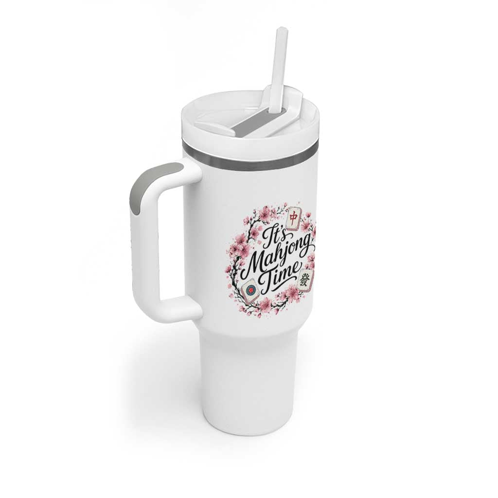 Mahjong Tumbler With Handle Floral Mah Jongg