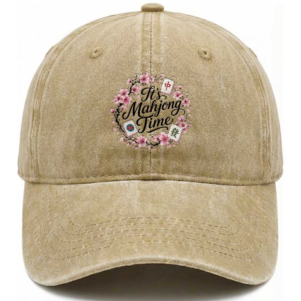 Mahjong Washed Cotton Baseball Cap Floral Mah Jongg
