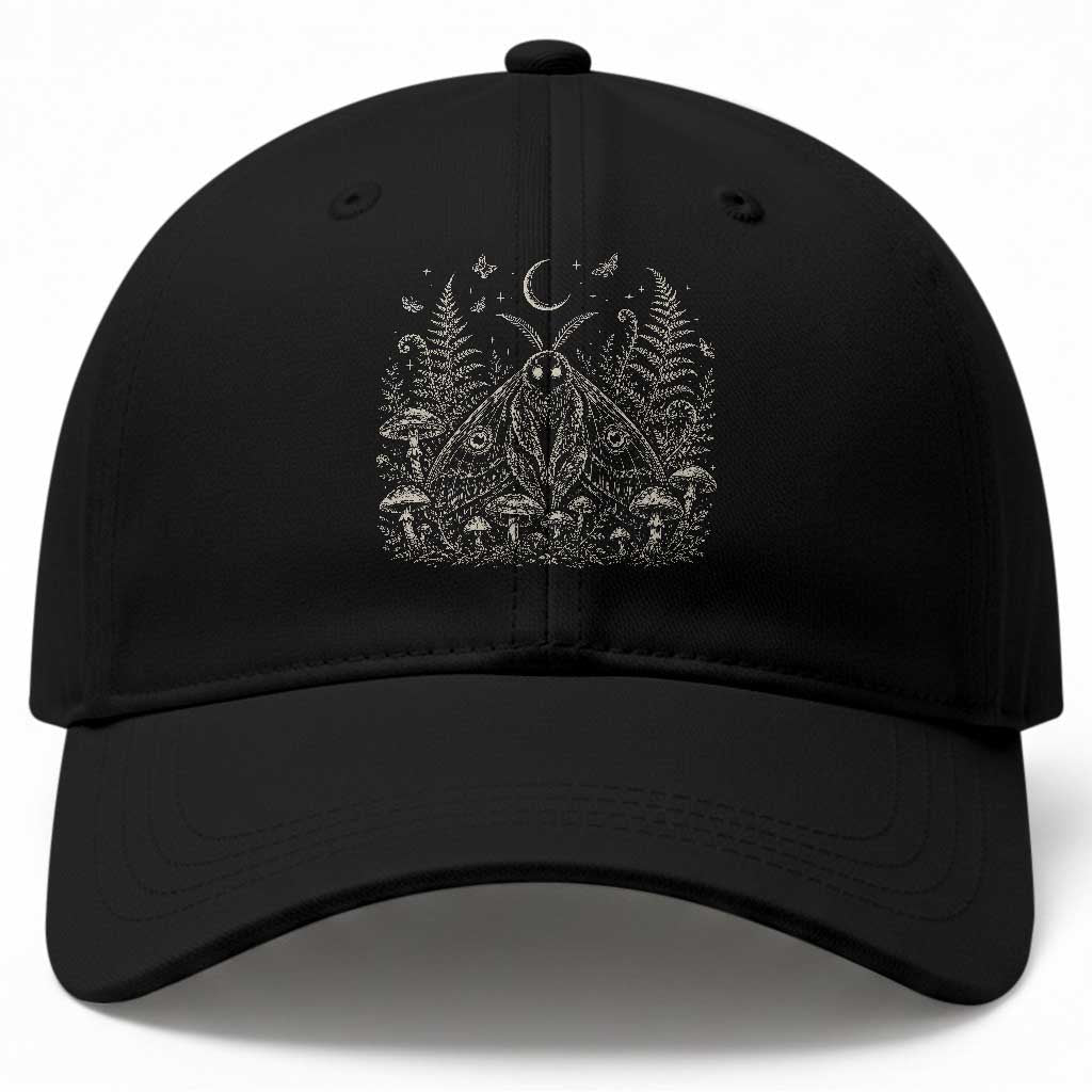 Mothman Baseball Cap Vintage Cryptid Graphic Gothic Forest Moth Mushroom Folklore Gift