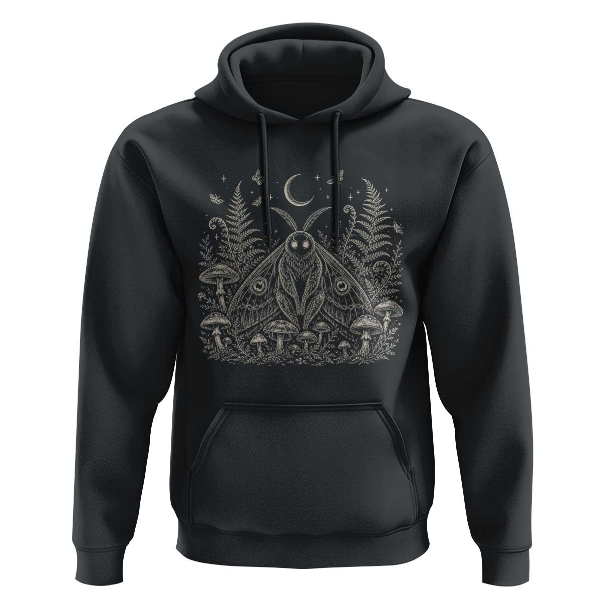 Mothman Hoodie Vintage Cryptid Graphic Gothic Forest Moth Mushroom Folklore Gift