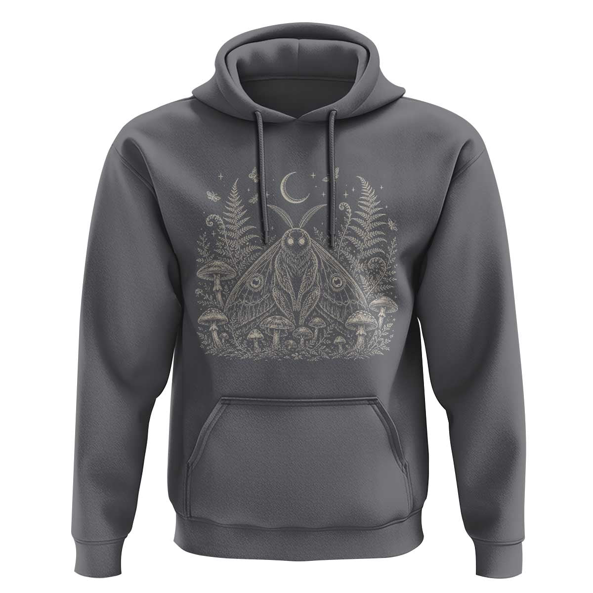 Mothman Hoodie Vintage Cryptid Graphic Gothic Forest Moth Mushroom Folklore Gift