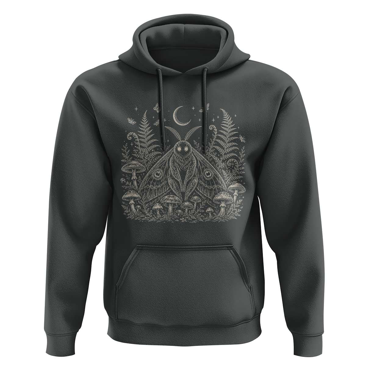 Mothman Hoodie Vintage Cryptid Graphic Gothic Forest Moth Mushroom Folklore Gift