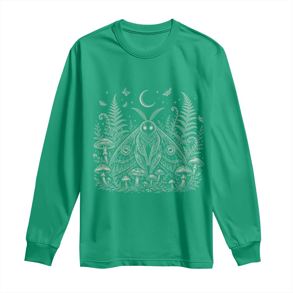 Mothman Long Sleeve Shirt Vintage Cryptid Graphic Gothic Forest Moth Mushroom Folklore Gift