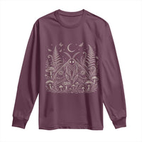 Mothman Long Sleeve Shirt Vintage Cryptid Graphic Gothic Forest Moth Mushroom Folklore Gift