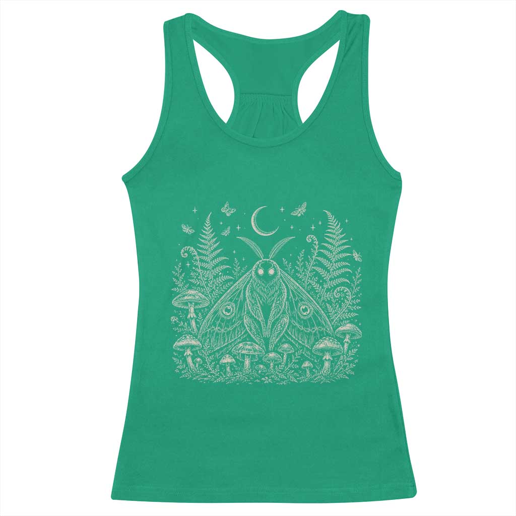 Mothman Racerback Tank Top Vintage Cryptid Graphic Gothic Forest Moth Mushroom Folklore Gift