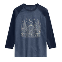 Mothman Raglan Shirt Vintage Cryptid Graphic Gothic Forest Moth Mushroom Folklore Gift