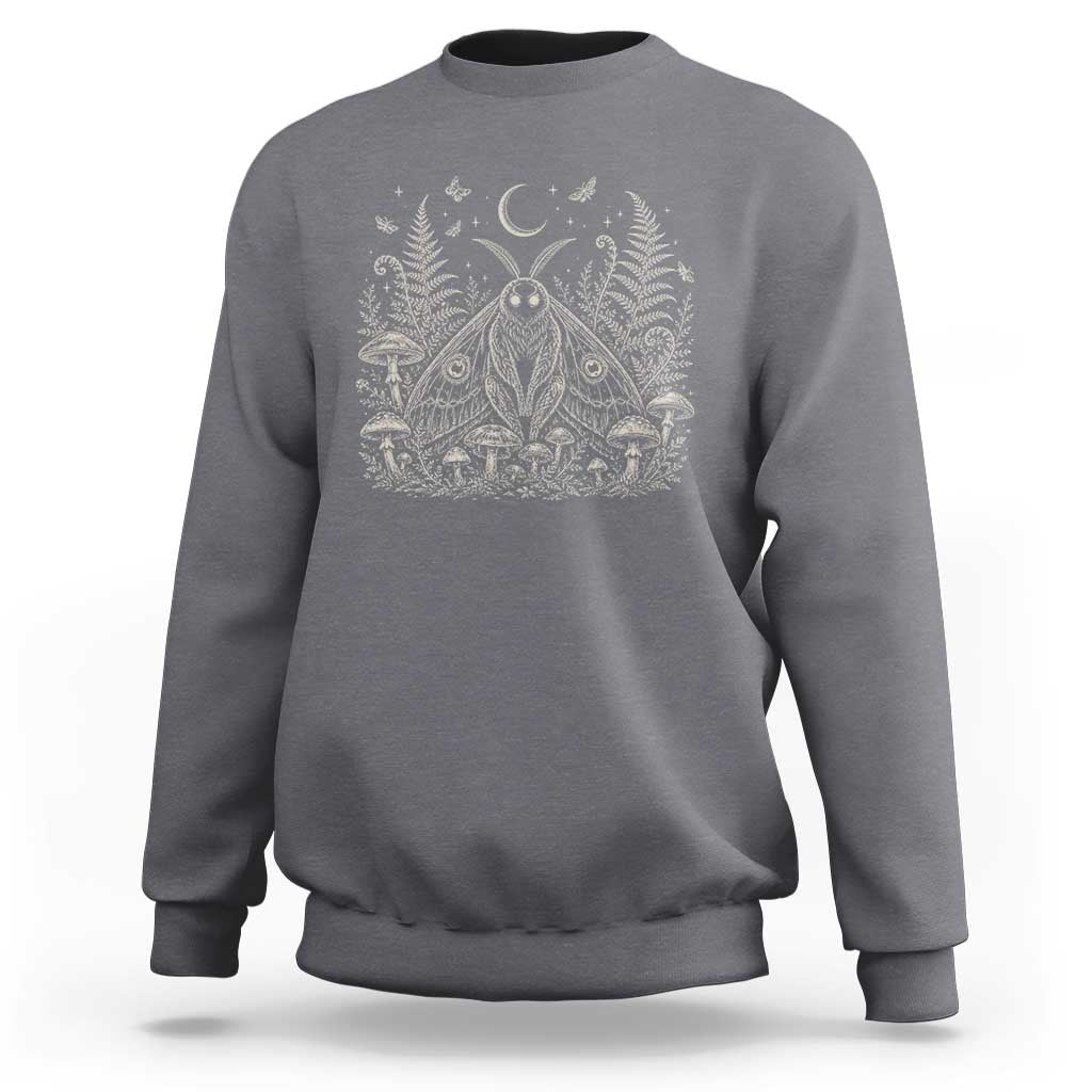 Mothman Sweatshirt Vintage Cryptid Graphic Gothic Forest Moth Mushroom Folklore Gift