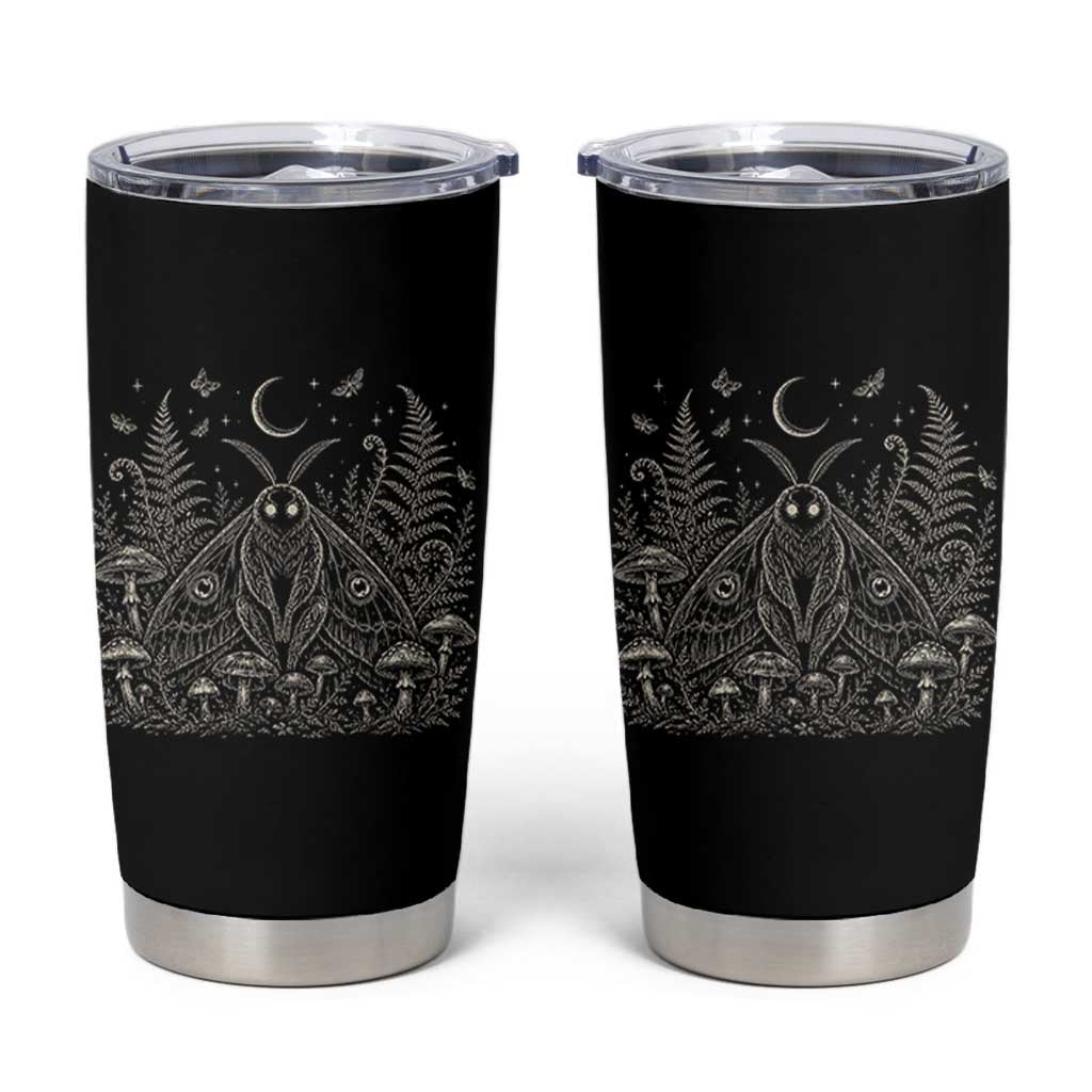 Mothman Tumbler Cup Vintage Cryptid Graphic Gothic Forest Moth Mushroom Folklore Gift