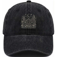 Mothman Washed Cotton Baseball Cap Vintage Cryptid Graphic Gothic Forest Moth Mushroom Folklore Gift