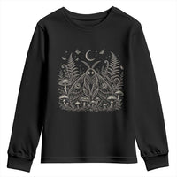 Mothman Youth Sweatshirt Vintage Cryptid Graphic Gothic Forest Moth Mushroom Folklore Gift