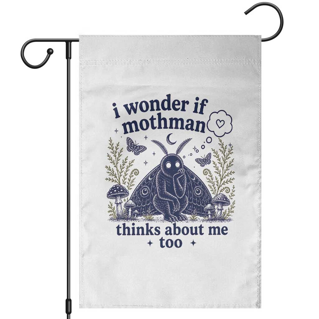 Funny Mothman Garden Flag I Wonder If Mothman Thinks About Me Too Cryptid Weirdcore