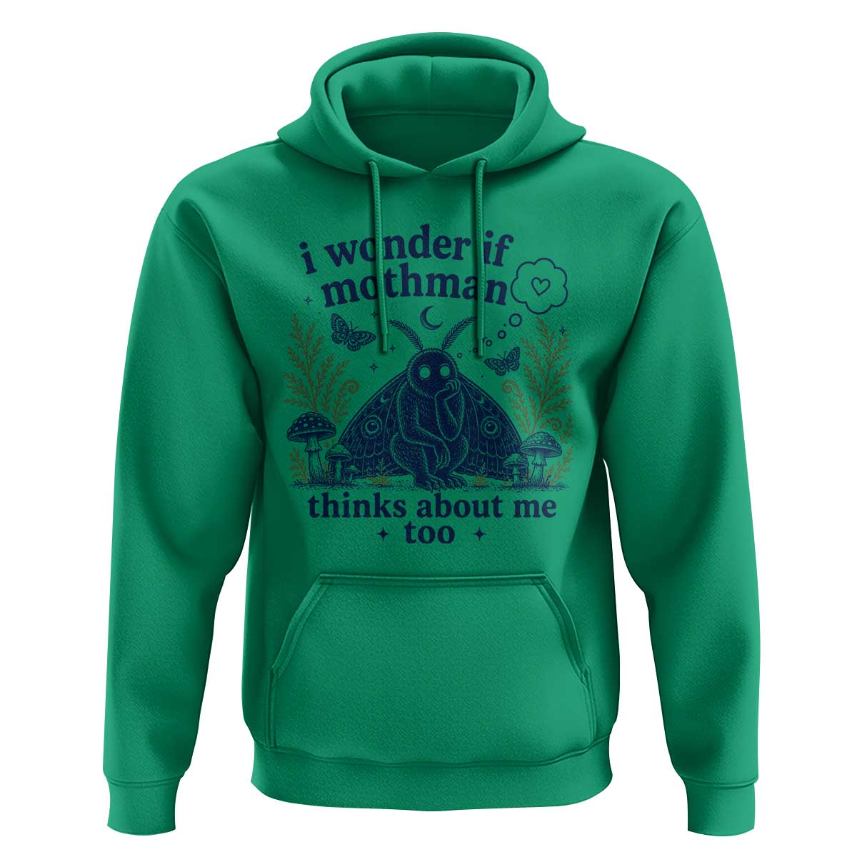 Funny Mothman Hoodie I Wonder If Mothman Thinks About Me Too Cryptid Weirdcore