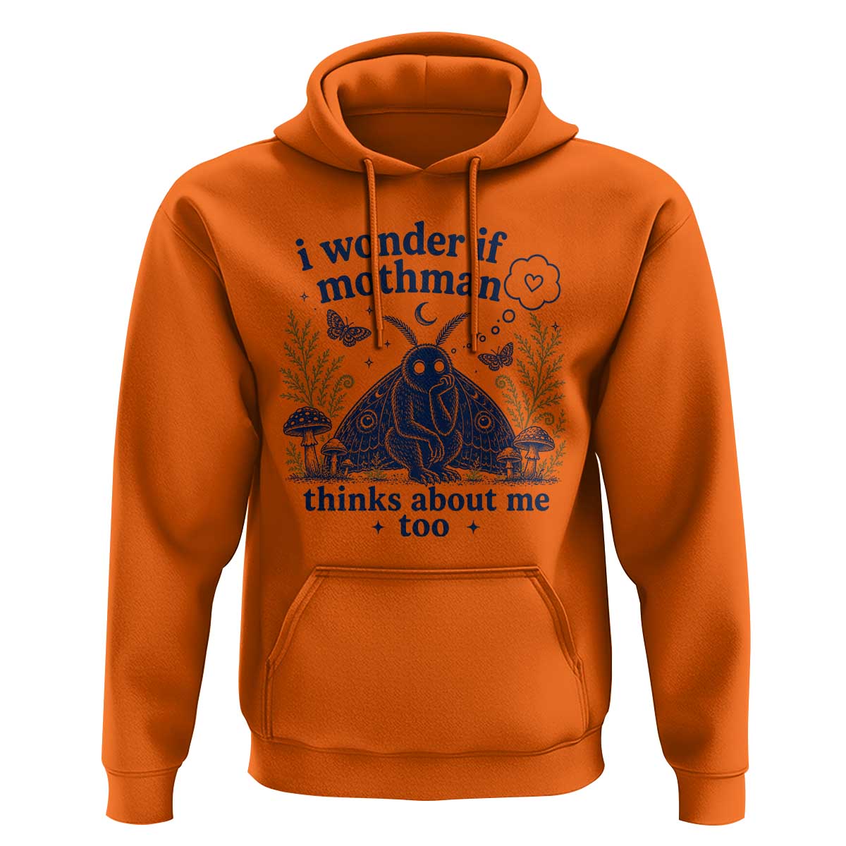 Funny Mothman Hoodie I Wonder If Mothman Thinks About Me Too Cryptid Weirdcore