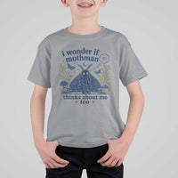 Funny Mothman T Shirt For Kid I Wonder If Mothman Thinks About Me Too Cryptid Weirdcore