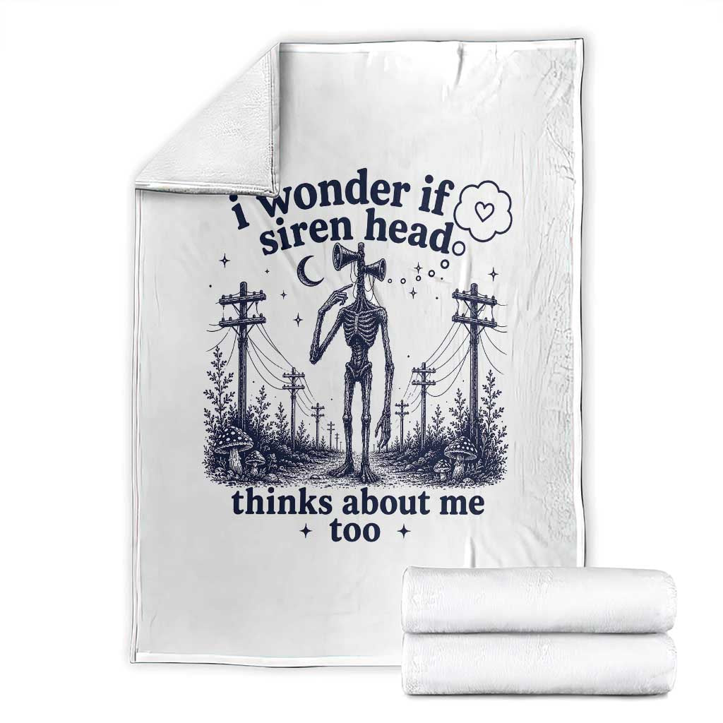 Funny Siren Head Throw Blanket I Wonder If Siren Head Thinks About Me Too Weirdcore Cryptid Lovers