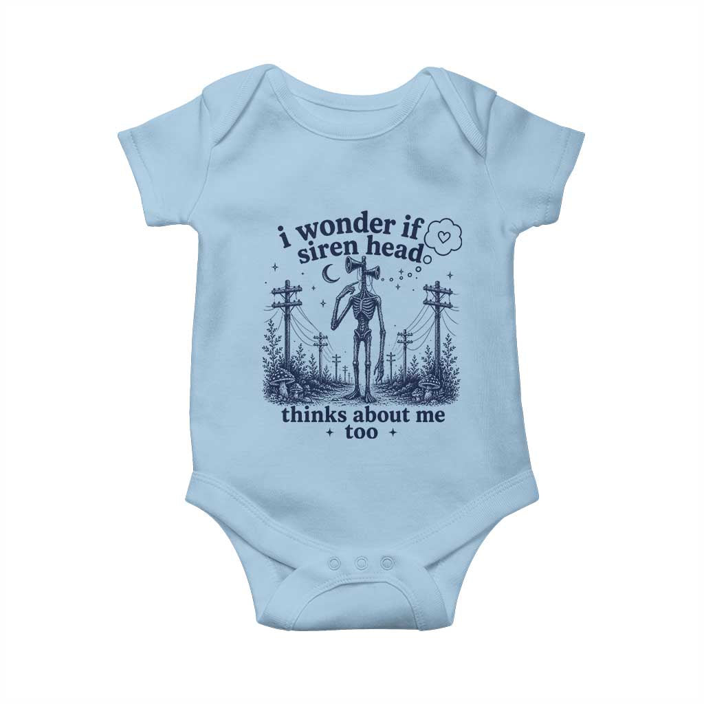 Funny Siren Head Baby Onesie I Wonder If Siren Head Thinks About Me Too Weirdcore Cryptid Lovers