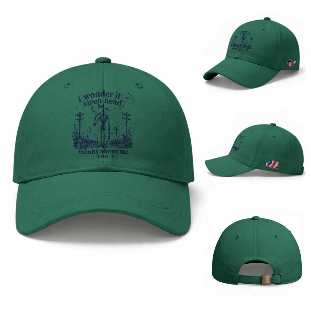 Funny Siren Head Baseball Cap I Wonder If Siren Head Thinks About Me Too Weirdcore Cryptid Lovers
