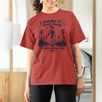 Funny Siren Head T Shirt For Women I Wonder If Siren Head Thinks About Me Too Weirdcore Cryptid Lovers