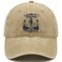 Funny Siren Head Washed Cotton Baseball Cap I Wonder If Siren Head Thinks About Me Too Weirdcore Cryptid Lovers