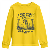 Funny Siren Head Youth Sweatshirt I Wonder If Siren Head Thinks About Me Too Weirdcore Cryptid Lovers