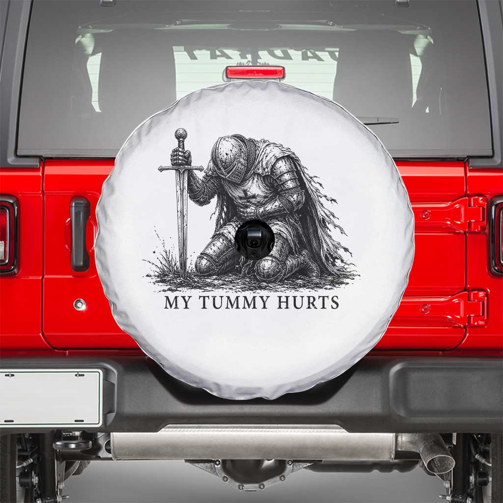 Tummy Hurts Funny Medieval Knight Spare Tire Cover Dark Fantasy Meme