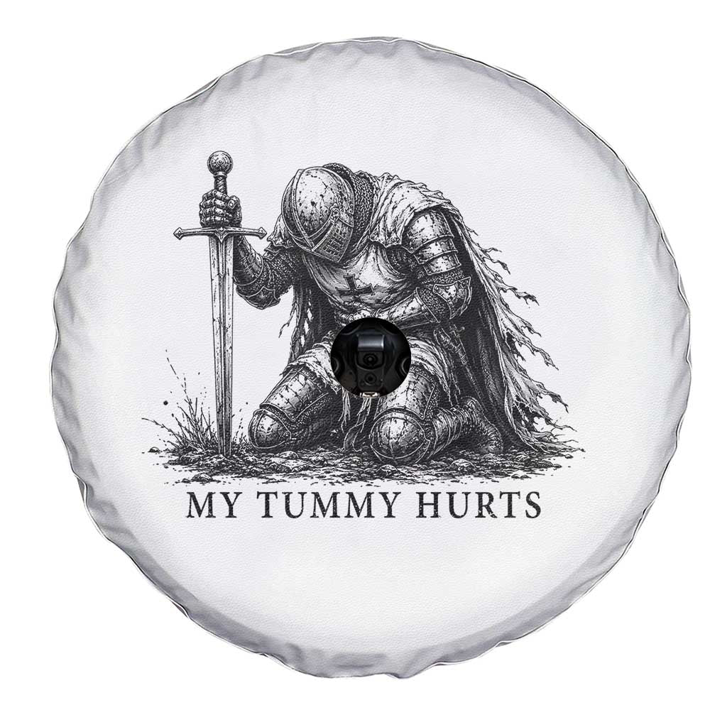 Tummy Hurts Funny Medieval Knight Spare Tire Cover Dark Fantasy Meme