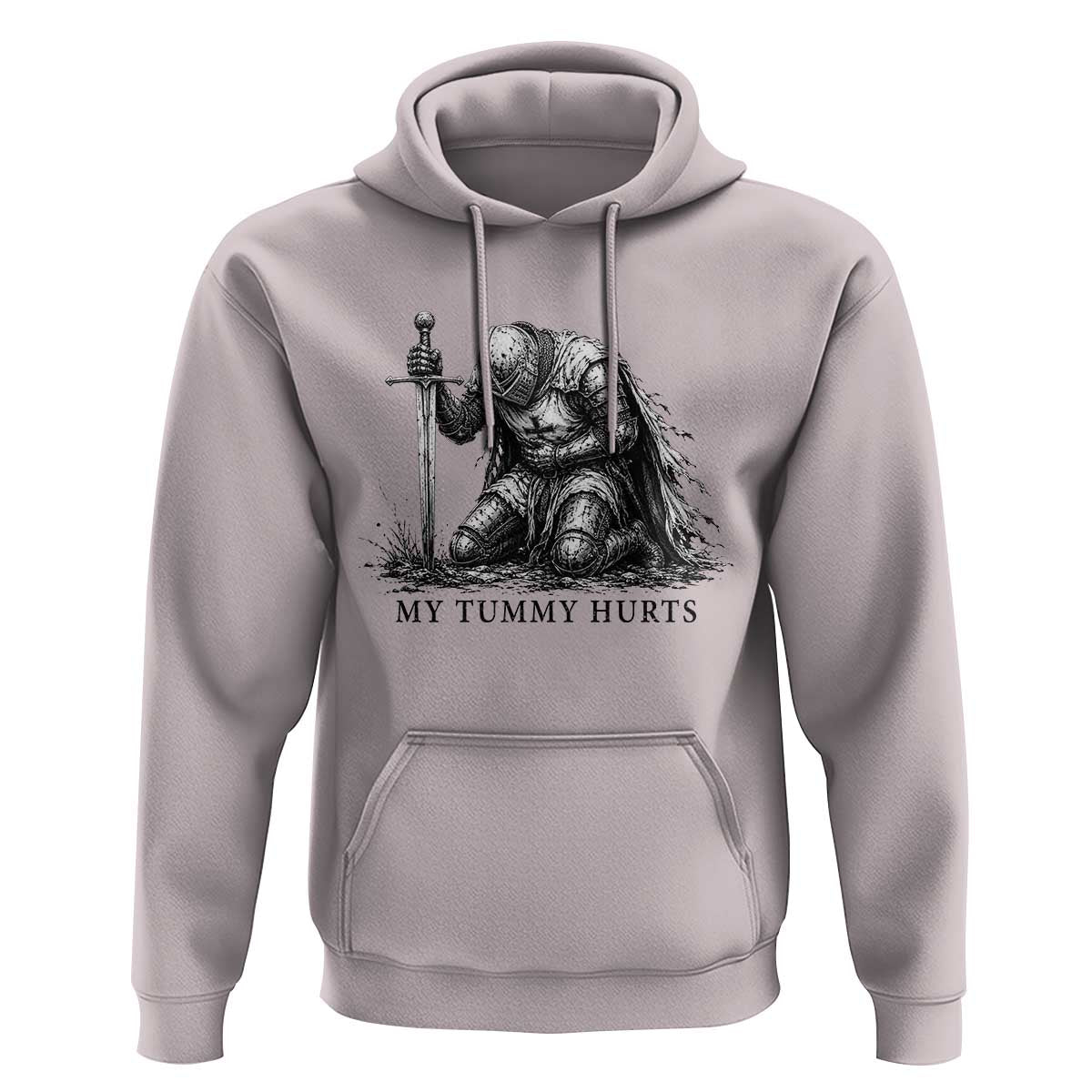 Tummy Hurts Funny Medieval Knight Hoodie Dark Fantasy Meme