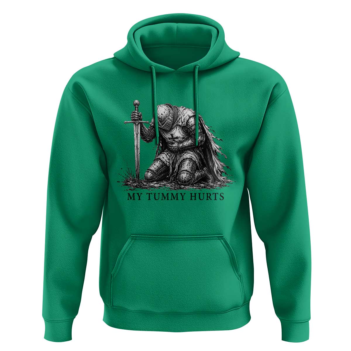 Tummy Hurts Funny Medieval Knight Hoodie Dark Fantasy Meme