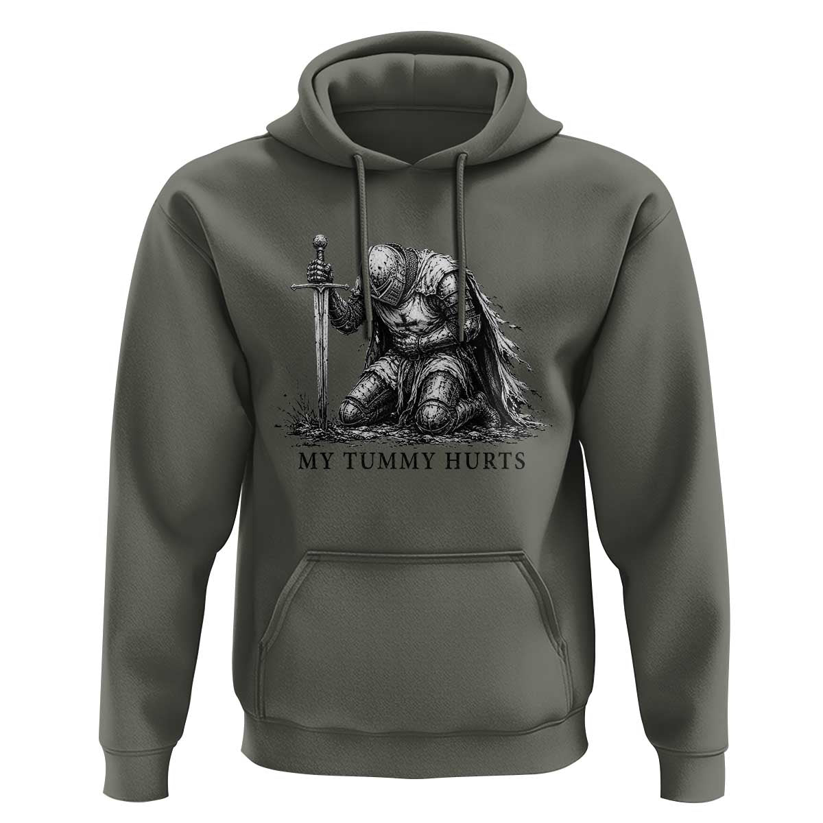 Tummy Hurts Funny Medieval Knight Hoodie Dark Fantasy Meme